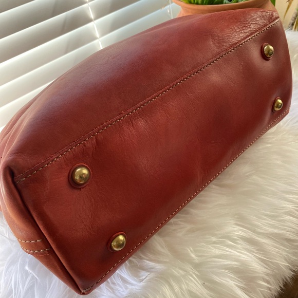 Fossil Large Oxblood Leather Tote | Slouchy Minimal Shoulder Bag - Picture 7 of 9